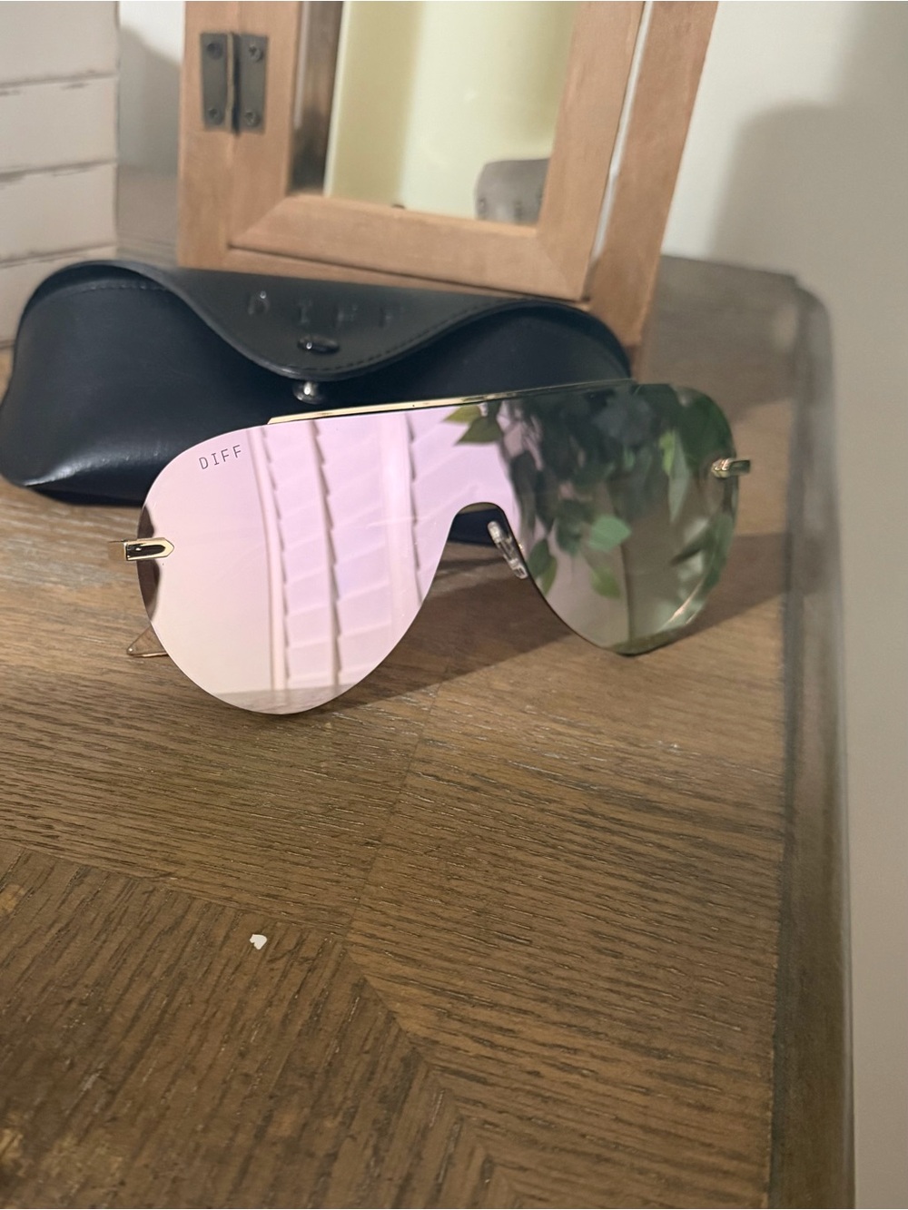 Diff Eyewear Women’s Shield Sunglasses - Pink to Green Gradient Lens